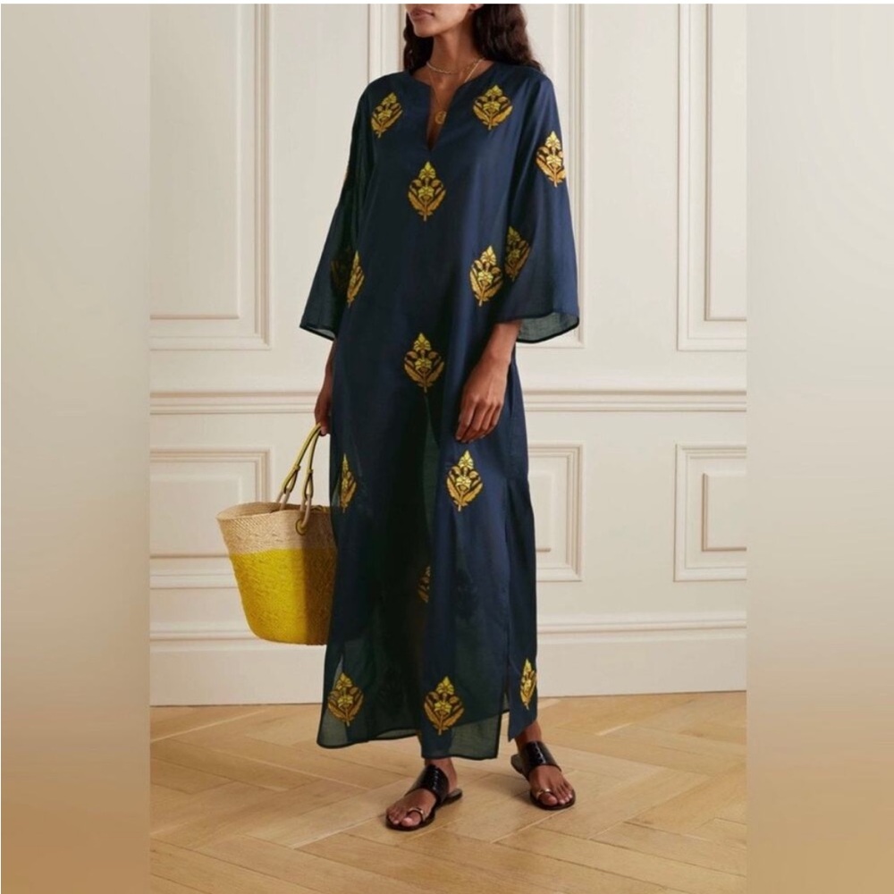 NWT Tory Burch Embroidered Voile Caftan, Small